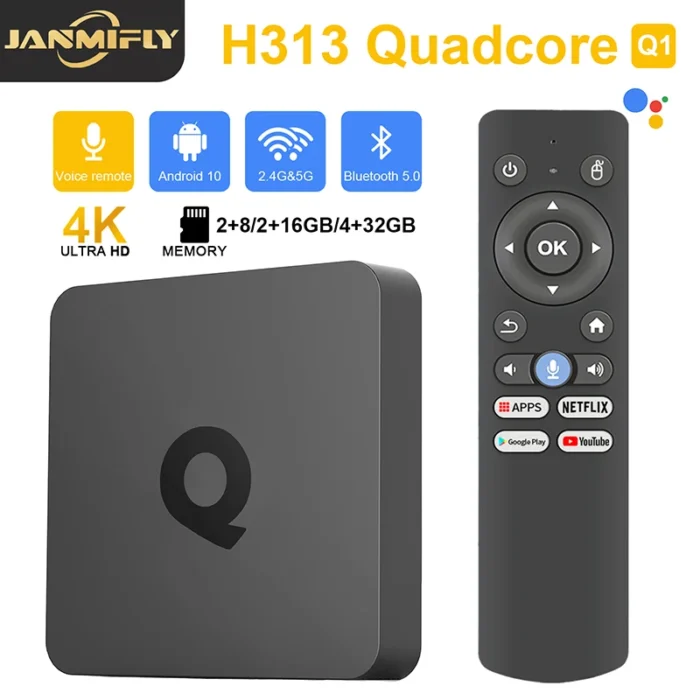 Q1 Android 10 Smart Home Theater TV Box Allwinner H313 Google Assistant Bluetooth 5.0 Media Player Wifi 2.4&5G - Image 1